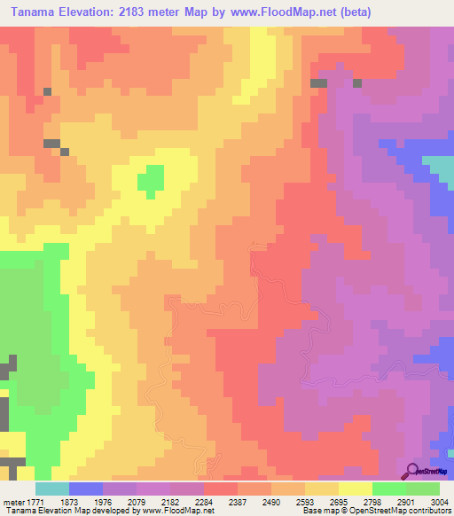 Tanama,Colombia Elevation Map