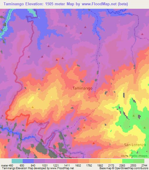 Taminango,Colombia Elevation Map