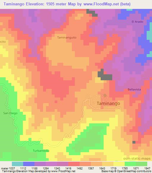 Taminango,Colombia Elevation Map