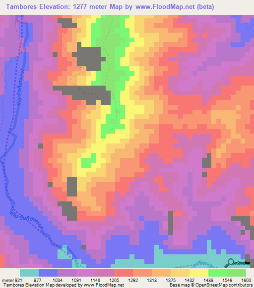 Tambores,Colombia Elevation Map