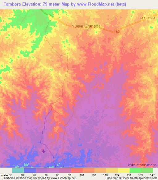 Tambora,Colombia Elevation Map