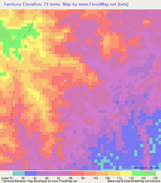 Tambora,Colombia Elevation Map