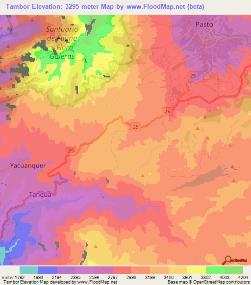 Tambor,Colombia Elevation Map