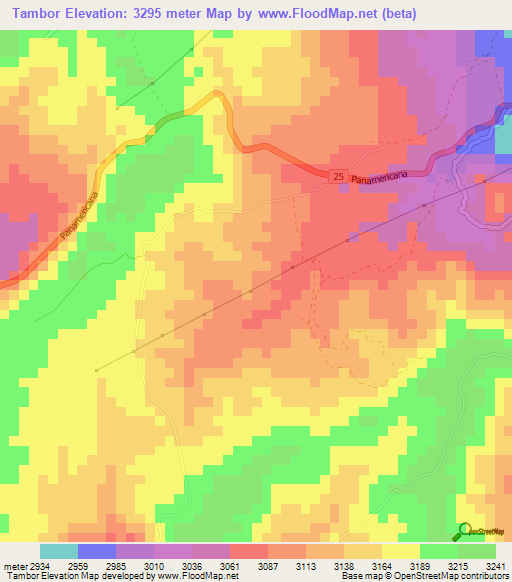 Tambor,Colombia Elevation Map