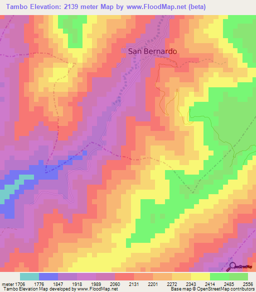 Tambo,Colombia Elevation Map