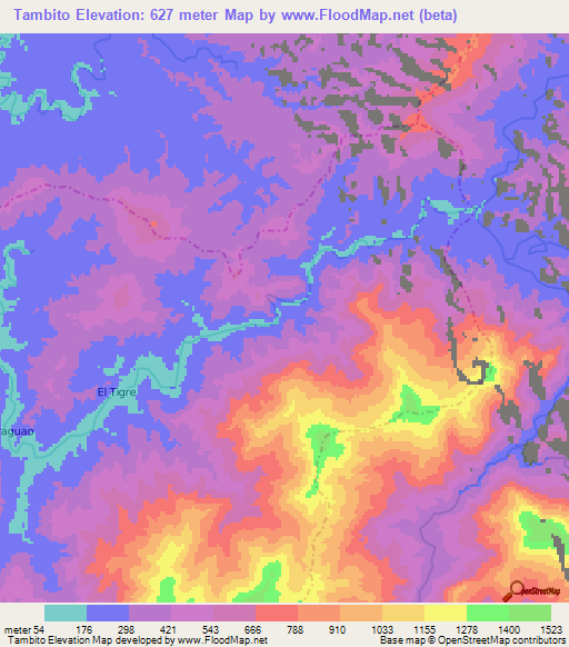 Tambito,Colombia Elevation Map