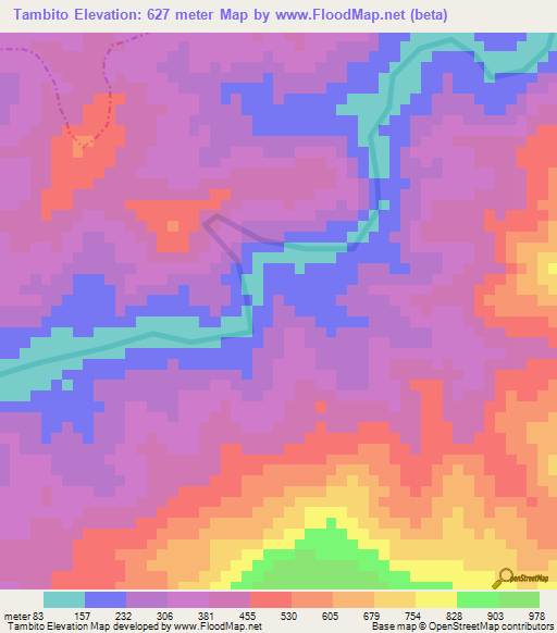 Tambito,Colombia Elevation Map