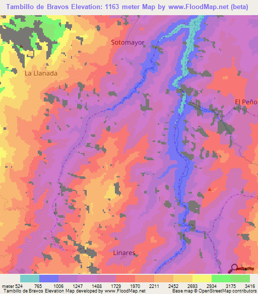 Tambillo de Bravos,Colombia Elevation Map