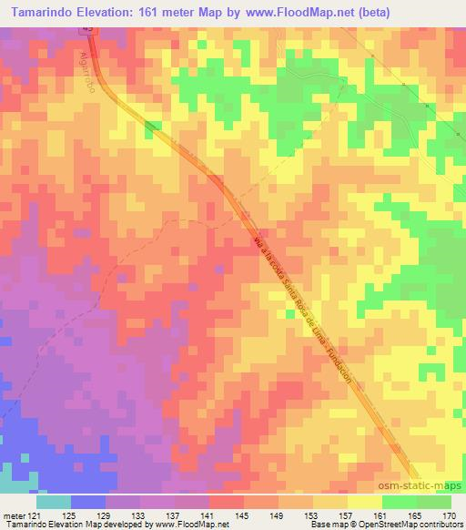 Tamarindo,Colombia Elevation Map