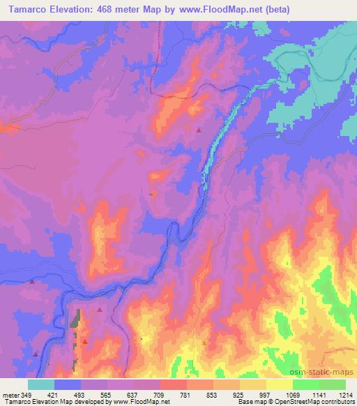 Tamarco,Colombia Elevation Map