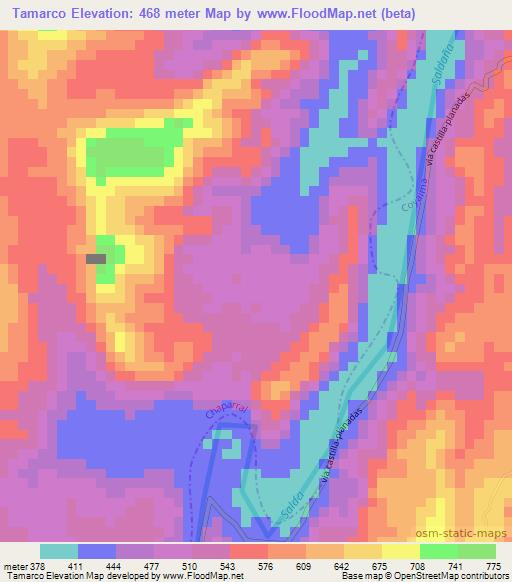 Tamarco,Colombia Elevation Map