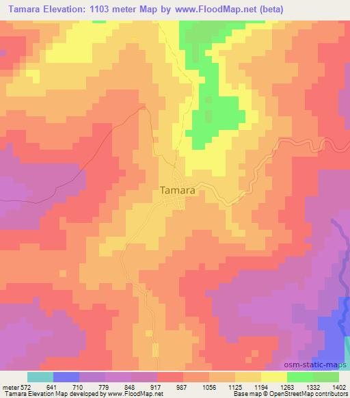 Tamara,Colombia Elevation Map