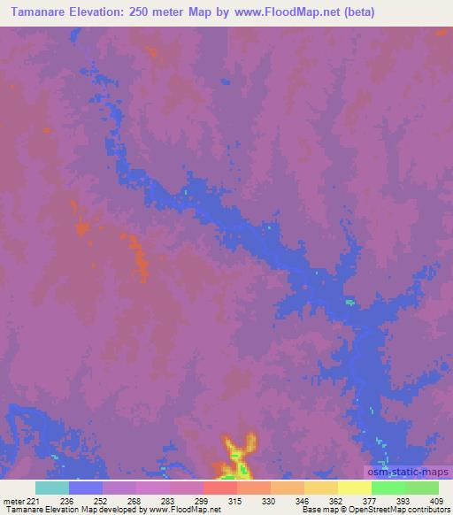 Tamanare,Colombia Elevation Map