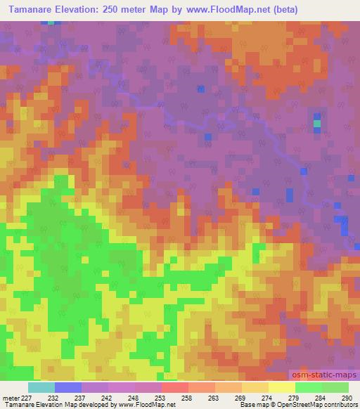 Tamanare,Colombia Elevation Map