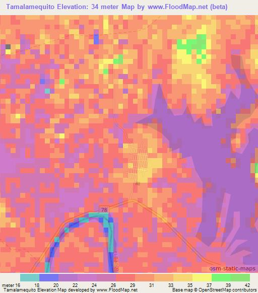 Tamalamequito,Colombia Elevation Map