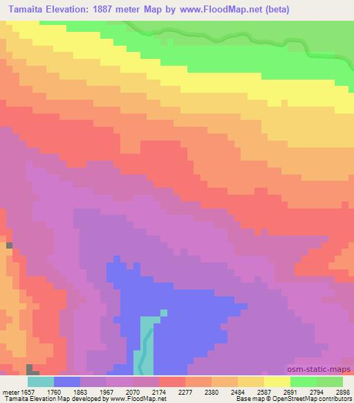 Tamaita,Colombia Elevation Map