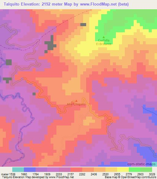 Talquito,Colombia Elevation Map