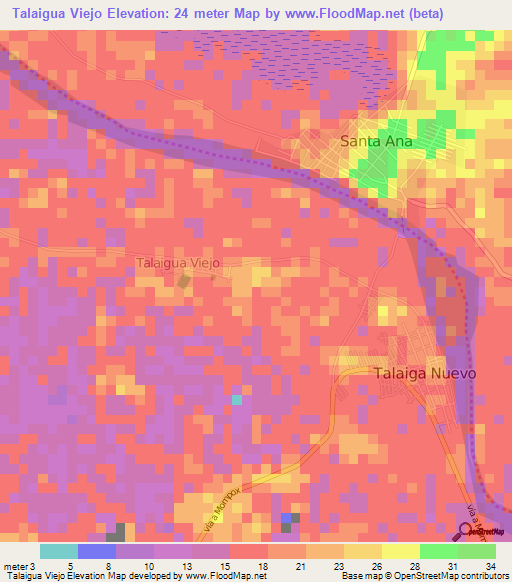 Talaigua Viejo,Colombia Elevation Map