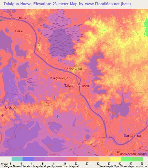Talaigua Nuevo,Colombia Elevation Map