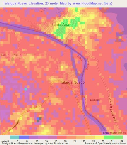 Talaigua Nuevo,Colombia Elevation Map