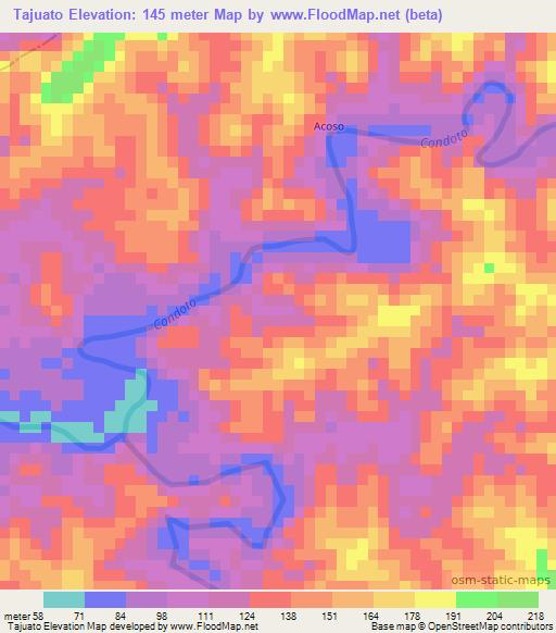 Tajuato,Colombia Elevation Map