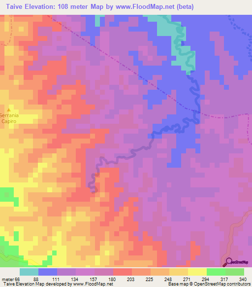 Taive,Colombia Elevation Map