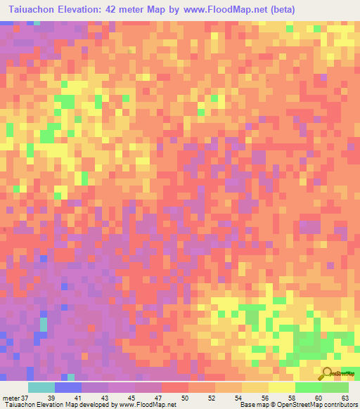 Taiuachon,Colombia Elevation Map