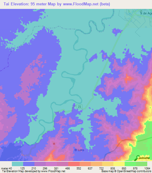 Tai,Colombia Elevation Map