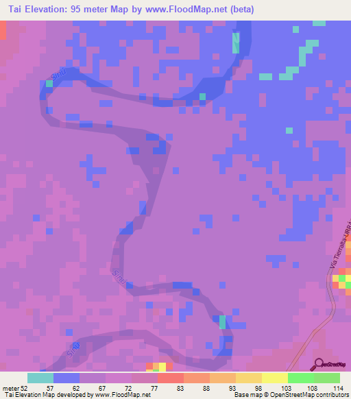 Tai,Colombia Elevation Map