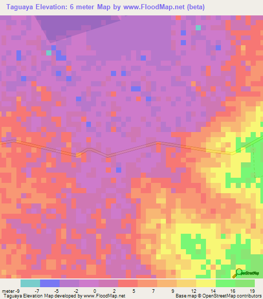 Taguaya,Colombia Elevation Map