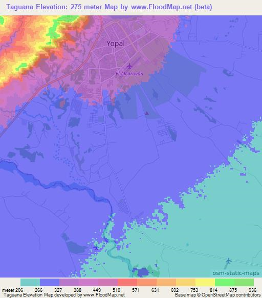 Taguana,Colombia Elevation Map