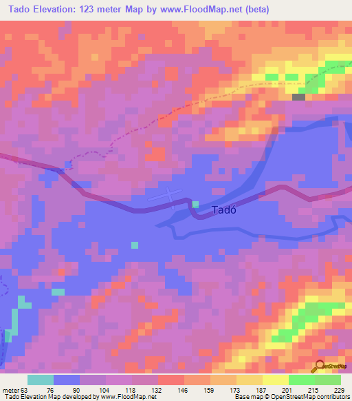 Tado,Colombia Elevation Map