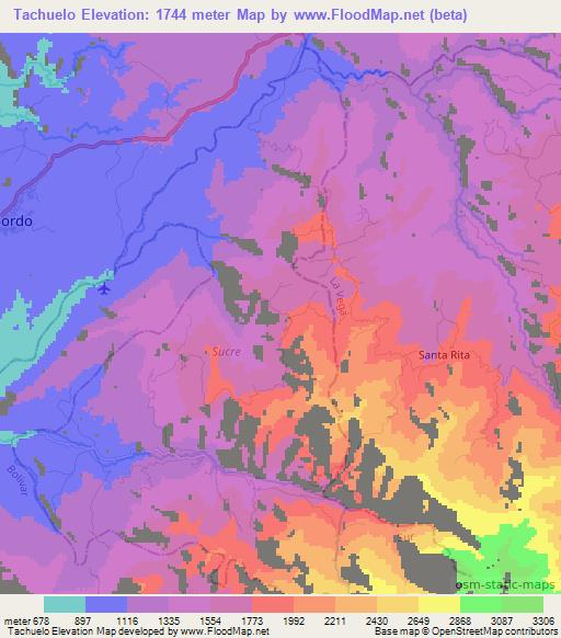 Tachuelo,Colombia Elevation Map