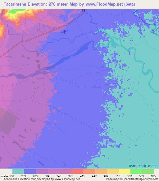 Tacarimena,Colombia Elevation Map