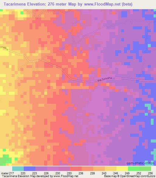 Tacarimena,Colombia Elevation Map