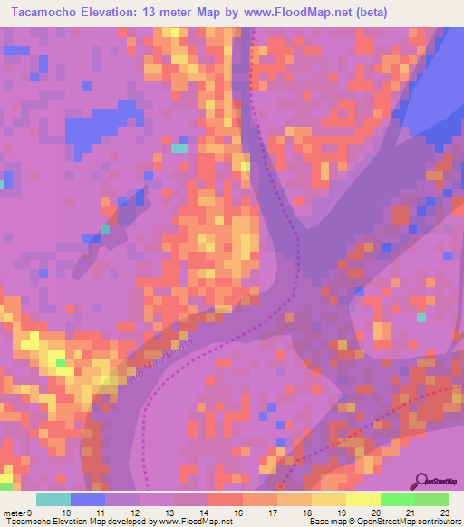 Tacamocho,Colombia Elevation Map