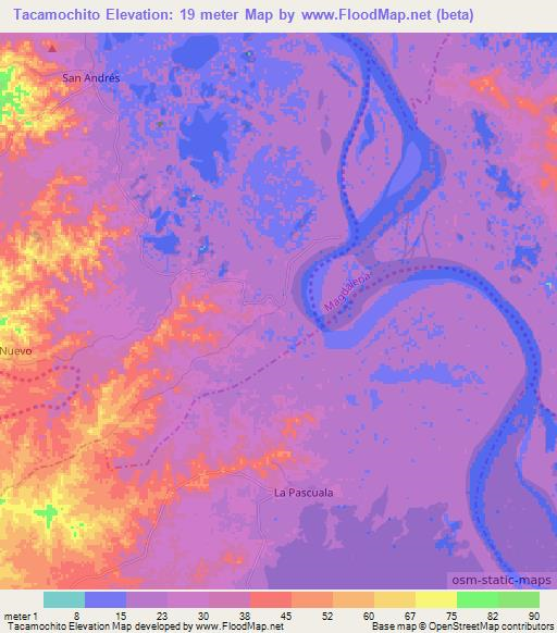 Tacamochito,Colombia Elevation Map