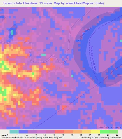 Tacamochito,Colombia Elevation Map