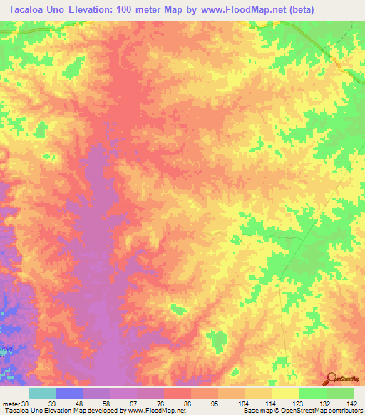 Tacaloa Uno,Colombia Elevation Map