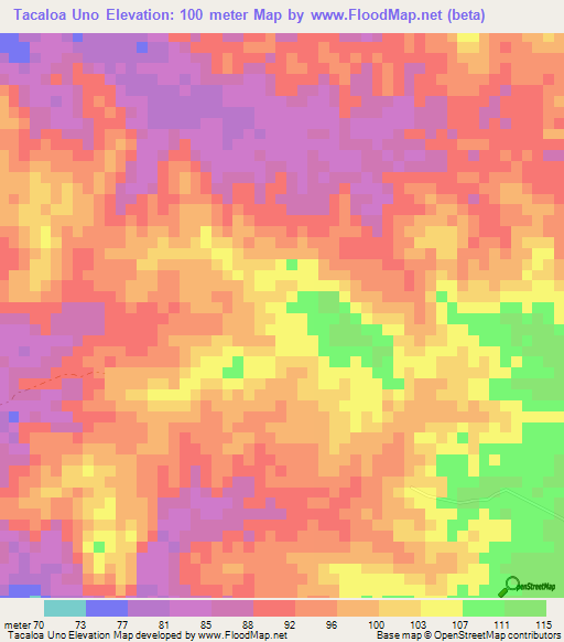 Tacaloa Uno,Colombia Elevation Map