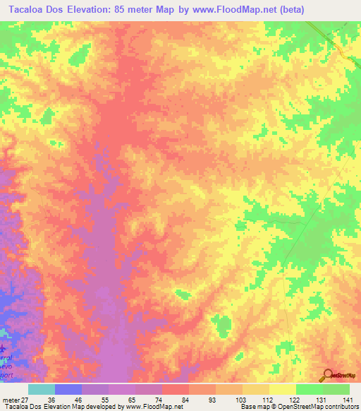 Tacaloa Dos,Colombia Elevation Map