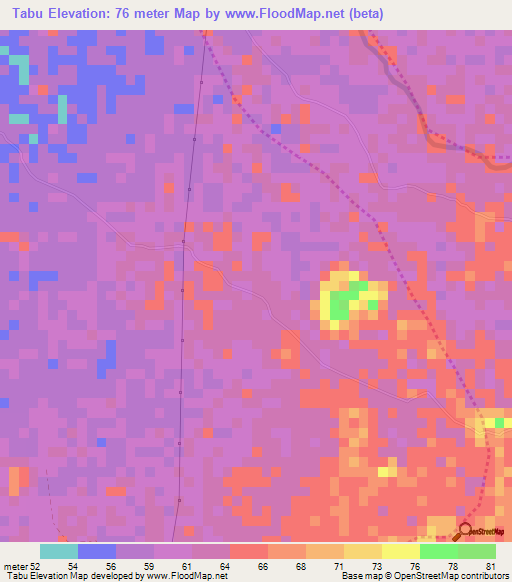 Tabu,Colombia Elevation Map