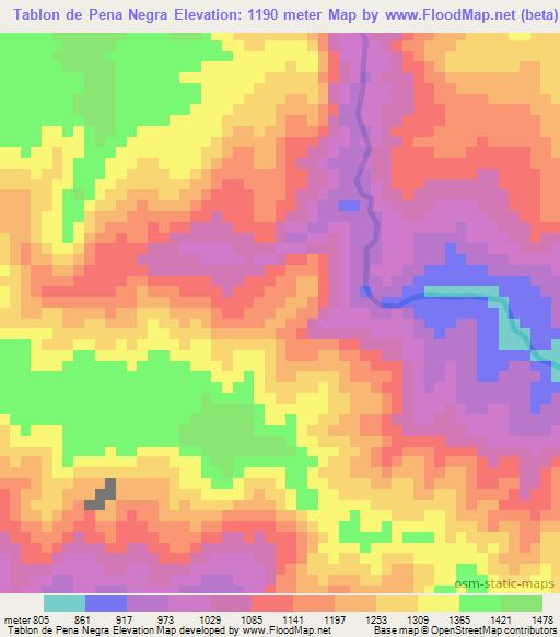 Tablon de Pena Negra,Colombia Elevation Map