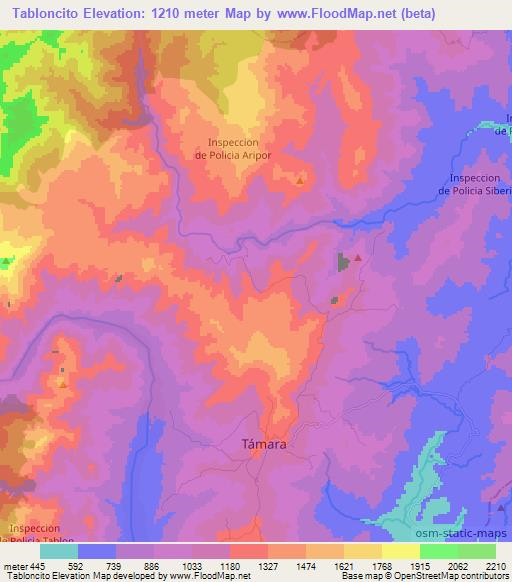 Tabloncito,Colombia Elevation Map