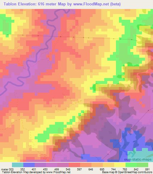 Tablon,Colombia Elevation Map