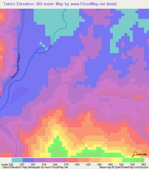 Tabiro,Colombia Elevation Map