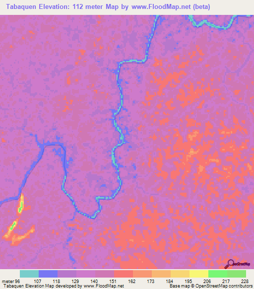 Tabaquen,Colombia Elevation Map