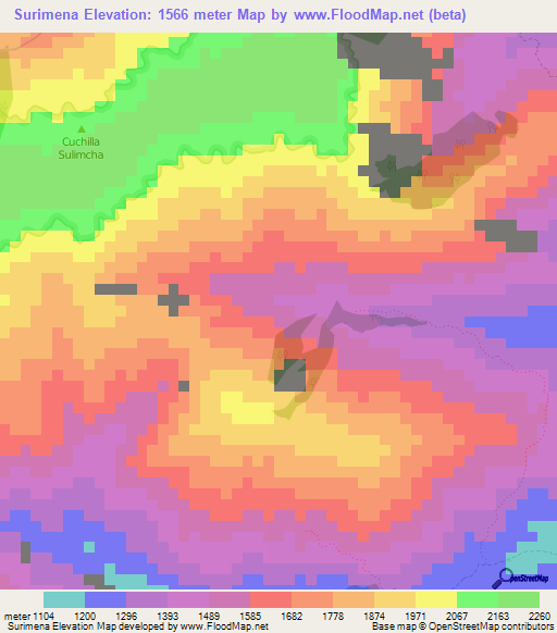 Surimena,Colombia Elevation Map