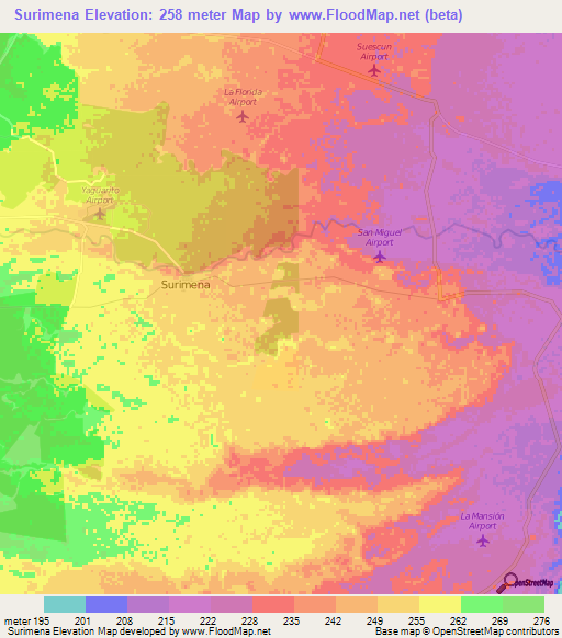 Surimena,Colombia Elevation Map