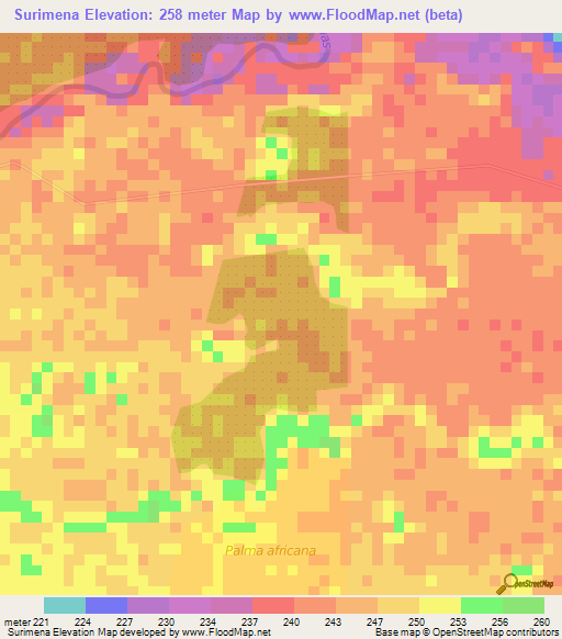 Surimena,Colombia Elevation Map